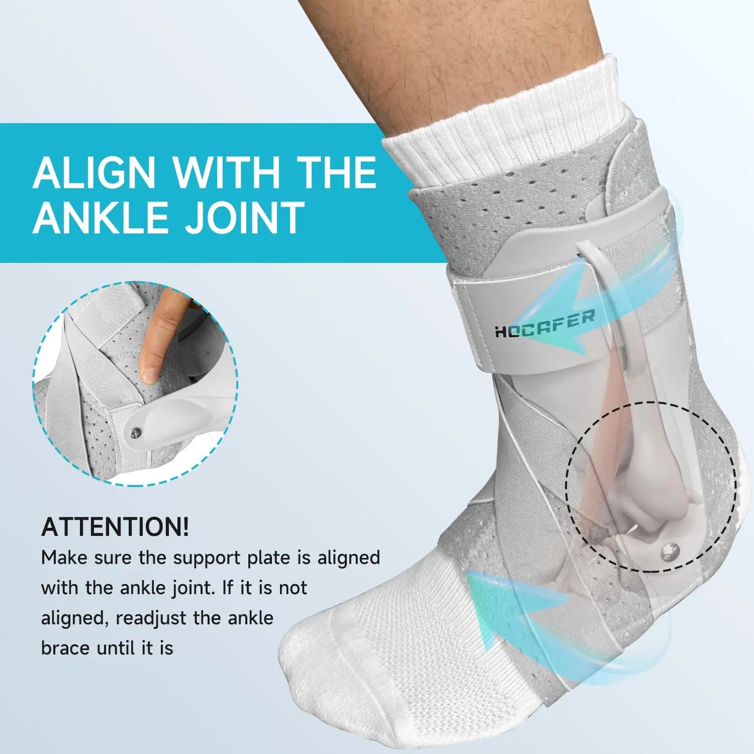 Ollas Sports Ankle Brace, Ankle Protection to Prevent Sprains, with Support Plate, Compression, Breathable, and Adjustable Ankle Guard.
