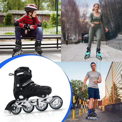Nattork Inline Skates for Boys and Girls Men Women, 4 Sizes Adjustable Blades Roller Skates Beginner for Kids & Adult Youth
