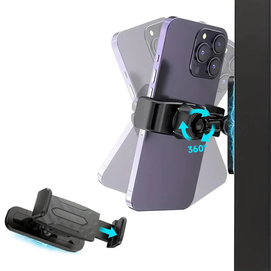 Magnetic Car Phone Mount with Alloy Base, 360-Degree Adjustable Joint, Compatible with 4.7-6.9" Phones and Heavy Cases, Ideal for Car and Gym Use, Grey