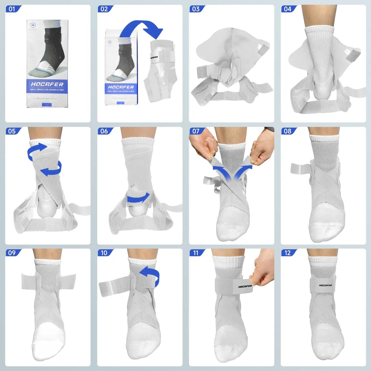 Ollas Sports Ankle Brace, Ankle Protection to Prevent Sprains, with Support Plate, Compression, Breathable, and Adjustable Ankle Guard.