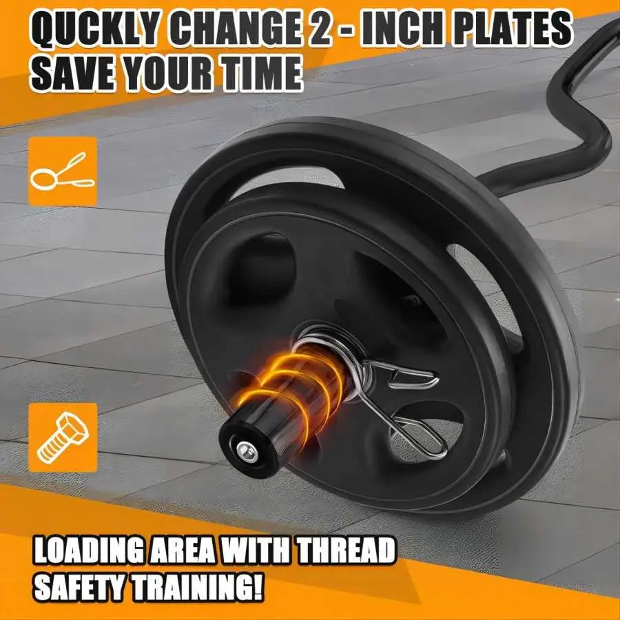 EZ Curl Bar, 47" 380LBS Capacity Olympic Barbell for Bicep Tricep Workout