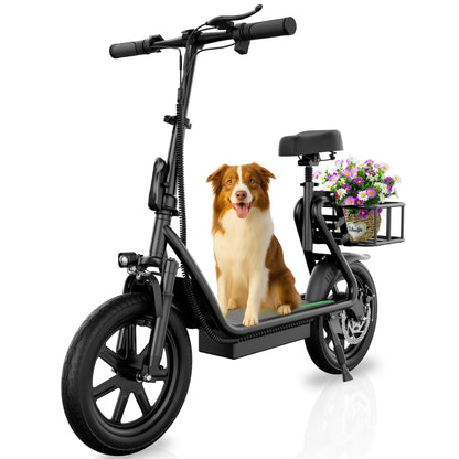 Summervibes AOPO Electric Scooter for Adults - 500W Peak Motor, 22MPH Top Speed, Pet-Friendly Design with Removable Basket, IPX4 Waterproof, Foldable, Portable Road Tire Scooter - Ideal Gift for Family & Friends
