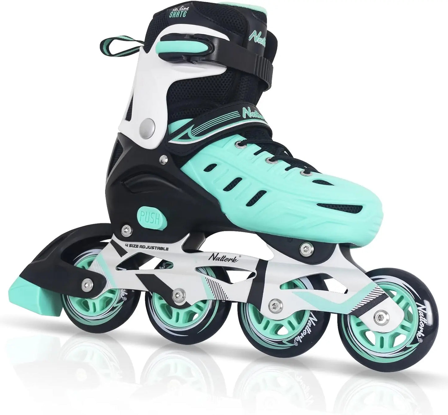 Nattork Inline Skates for Boys and Girls Men Women, 4 Sizes Adjustable Blades Roller Skates Beginner for Kids & Adult Youth