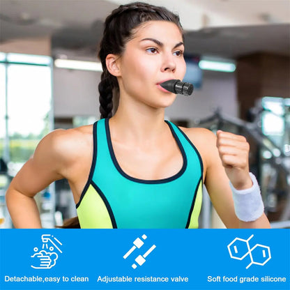 Respiratory Muscle Trainer with Adjustable Resistance - Portable and Easy to Clean, Ideal for Fitness, Yoga, Swimming, and Outdoor Activities in Black and White