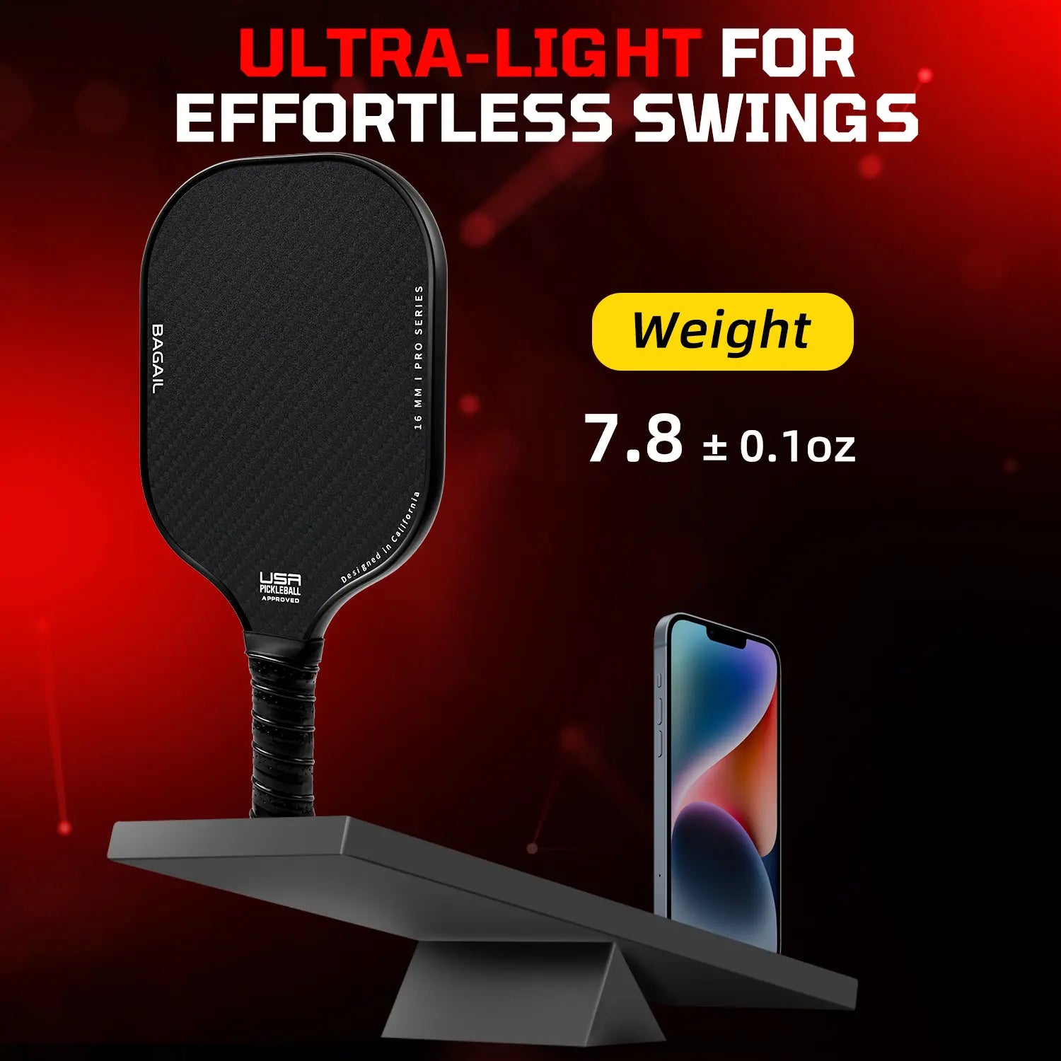 Bagail USAPA Approved Fiberglass Pickleball Paddle Set, Lightweight Rackets with 4 Balls and Carry Bag, Designed for Traction and Stability, Ideal for Family Sports Activities