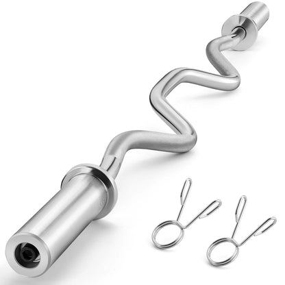 EZ Curl Bar, 47" 380LBS Capacity Olympic Barbell for Bicep Tricep Workout