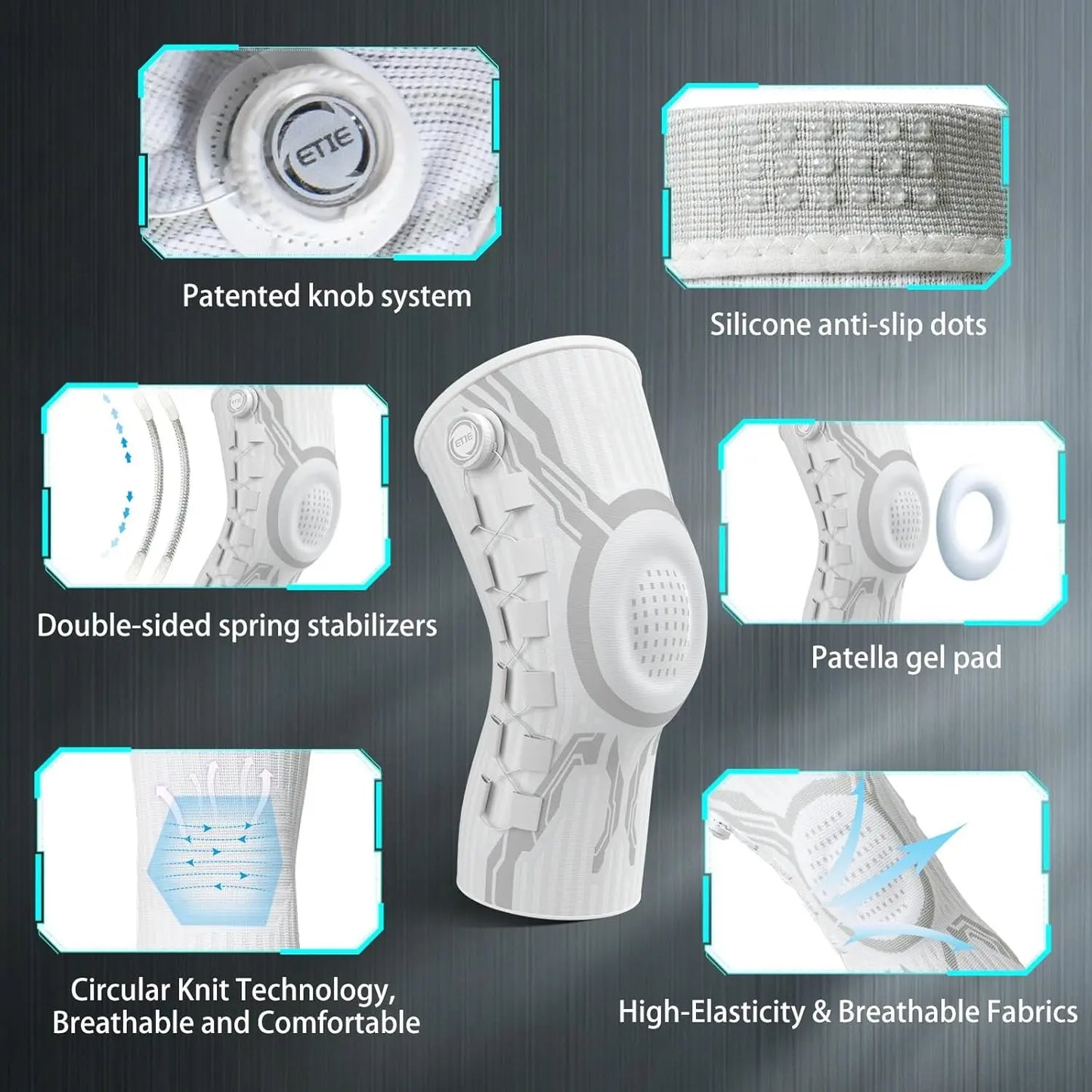 Professional Knee Brace for Pain Relief and Support, Featuring Patella Gel Pad & Side Stabilizers, Compression Sleeve for Workouts, Arthritis, Joint Pain, and Meniscus Tears