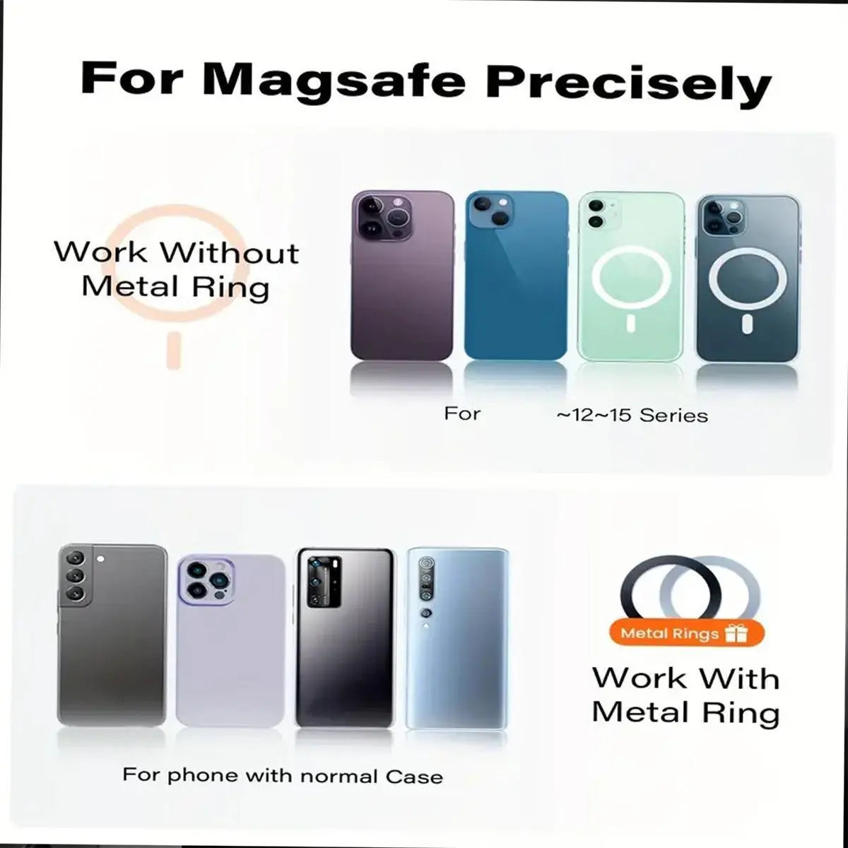 Magnetic Car Phone Mount with Alloy Base, 360-Degree Adjustable Joint, Compatible with 4.7-6.9" Phones and Heavy Cases, Ideal for Car and Gym Use, Grey