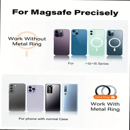 Magnetic Car Phone Mount with Alloy Base, 360-Degree Adjustable Joint, Compatible with 4.7-6.9" Phones and Heavy Cases, Ideal for Car and Gym Use, Grey
