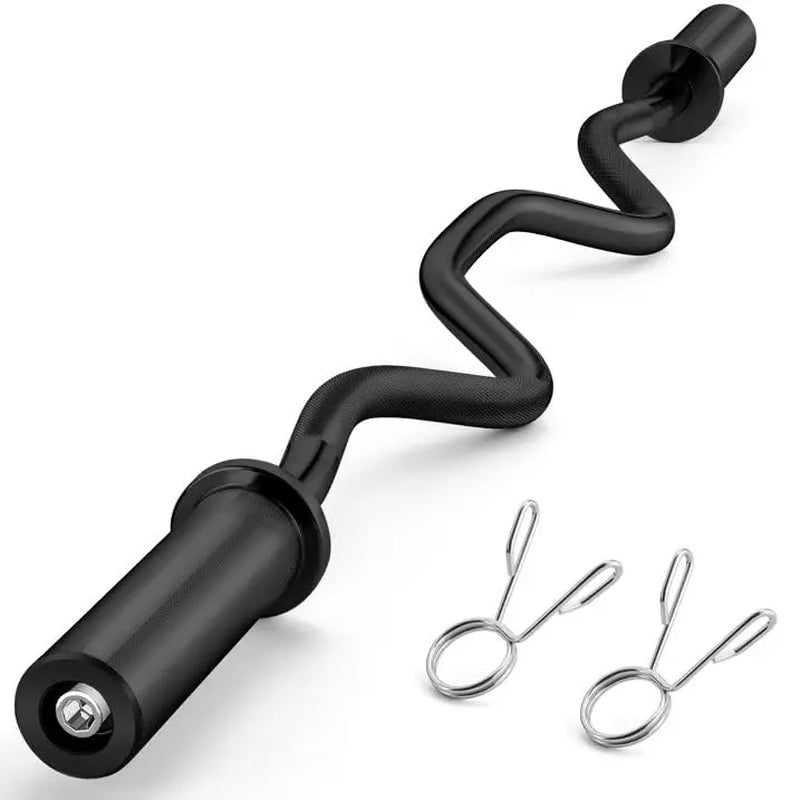 EZ Curl Bar, 47" 380LBS Capacity Olympic Barbell for Bicep Tricep Workout