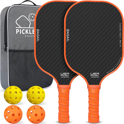 Bagail USAPA Approved Fiberglass Pickleball Paddle Set, Lightweight Rackets with 4 Balls and Carry Bag, Designed for Traction and Stability, Ideal for Family Sports Activities