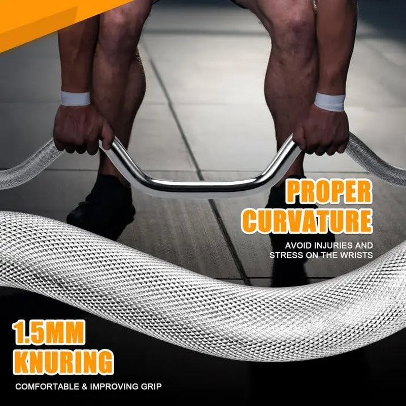 EZ Curl Bar, 47" 380LBS Capacity Olympic Barbell for Bicep Tricep Workout