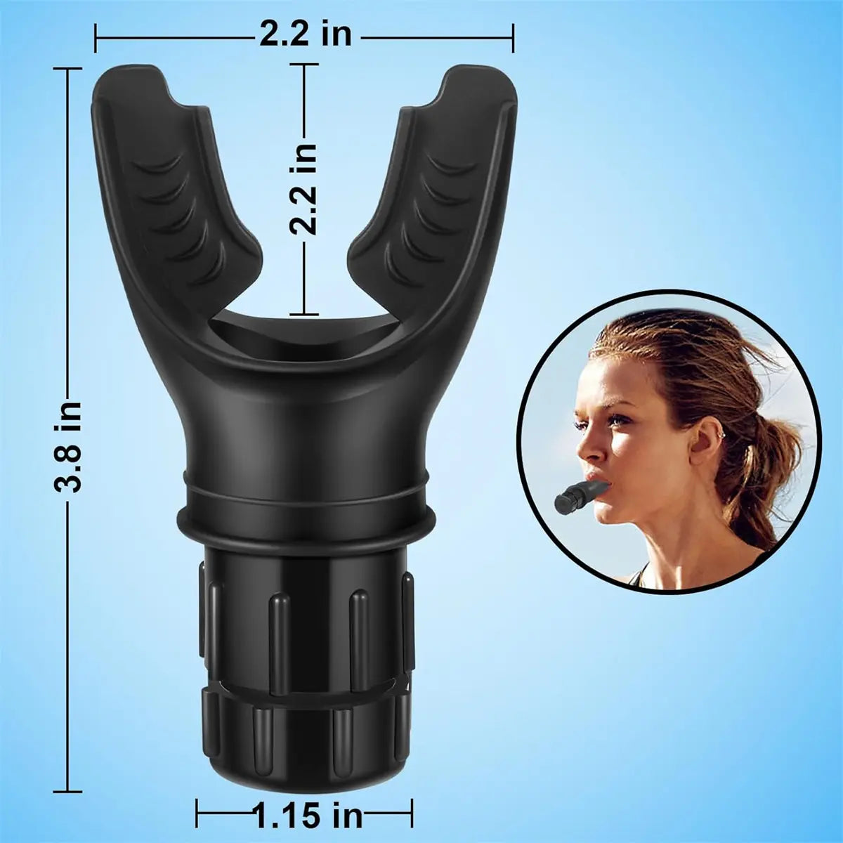 Respiratory Muscle Trainer with Adjustable Resistance - Portable and Easy to Clean, Ideal for Fitness, Yoga, Swimming, and Outdoor Activities in Black and White
