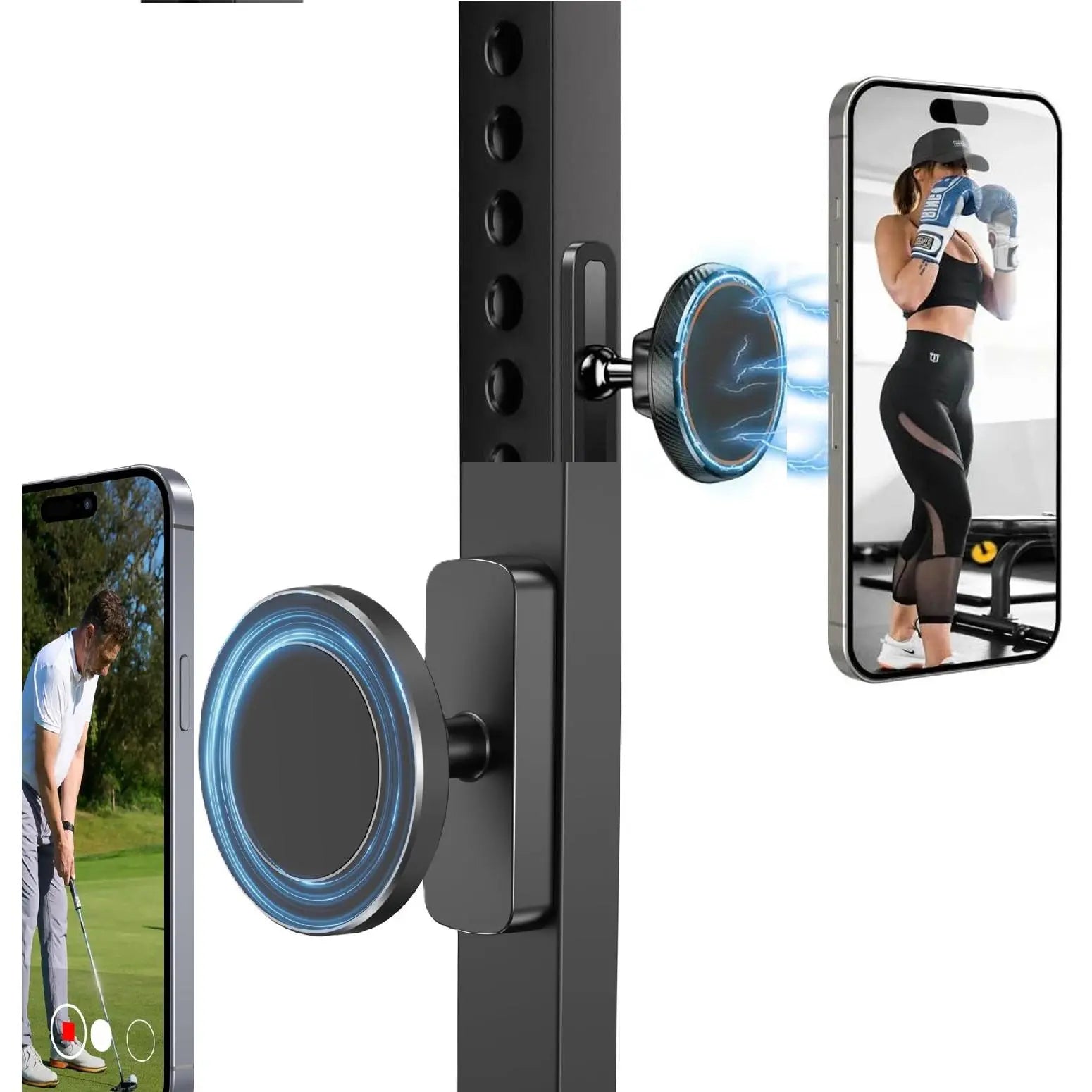 Magnetic Car Phone Mount with Alloy Base, 360-Degree Adjustable Joint, Compatible with 4.7-6.9" Phones and Heavy Cases, Ideal for Car and Gym Use, Grey