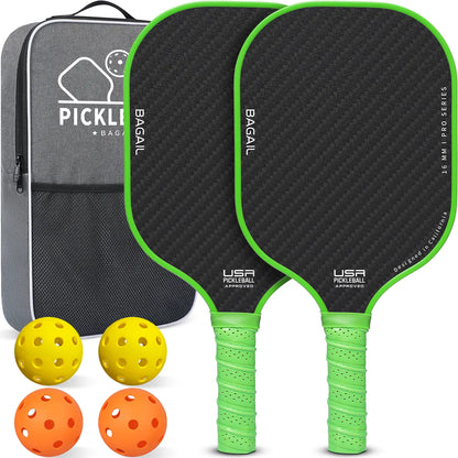 Bagail USAPA Approved Fiberglass Pickleball Paddle Set, Lightweight Rackets with 4 Balls and Carry Bag, Designed for Traction and Stability, Ideal for Family Sports Activities