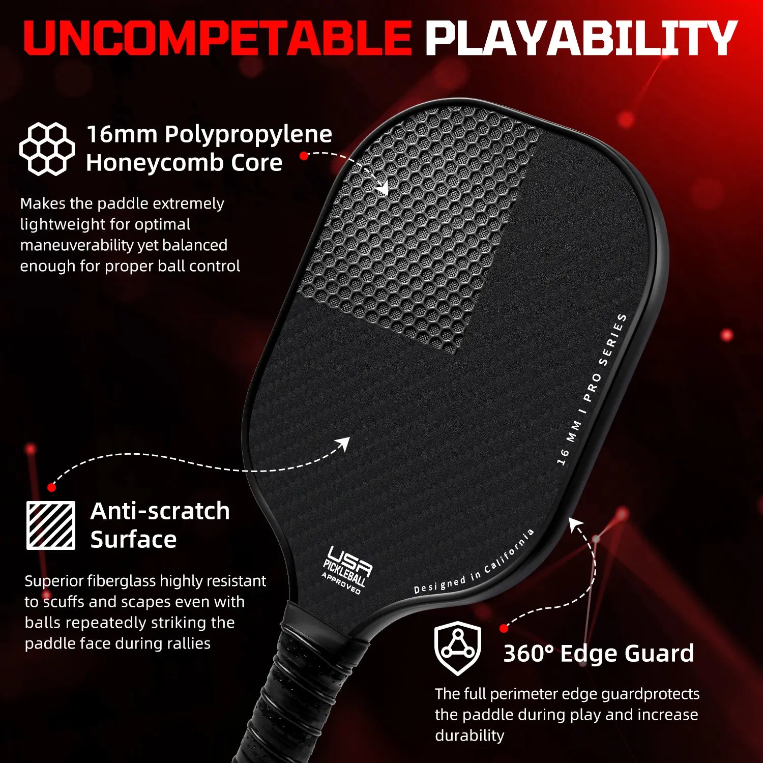 Bagail USAPA Approved Fiberglass Pickleball Paddle Set, Lightweight Rackets with 4 Balls and Carry Bag, Designed for Traction and Stability, Ideal for Family Sports Activities