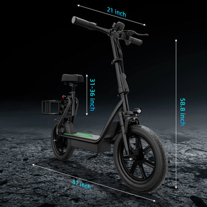 Summervibes AOPO Electric Scooter for Adults - 500W Peak Motor, 22MPH Top Speed, Pet-Friendly Design with Removable Basket, IPX4 Waterproof, Foldable, Portable Road Tire Scooter - Ideal Gift for Family & Friends