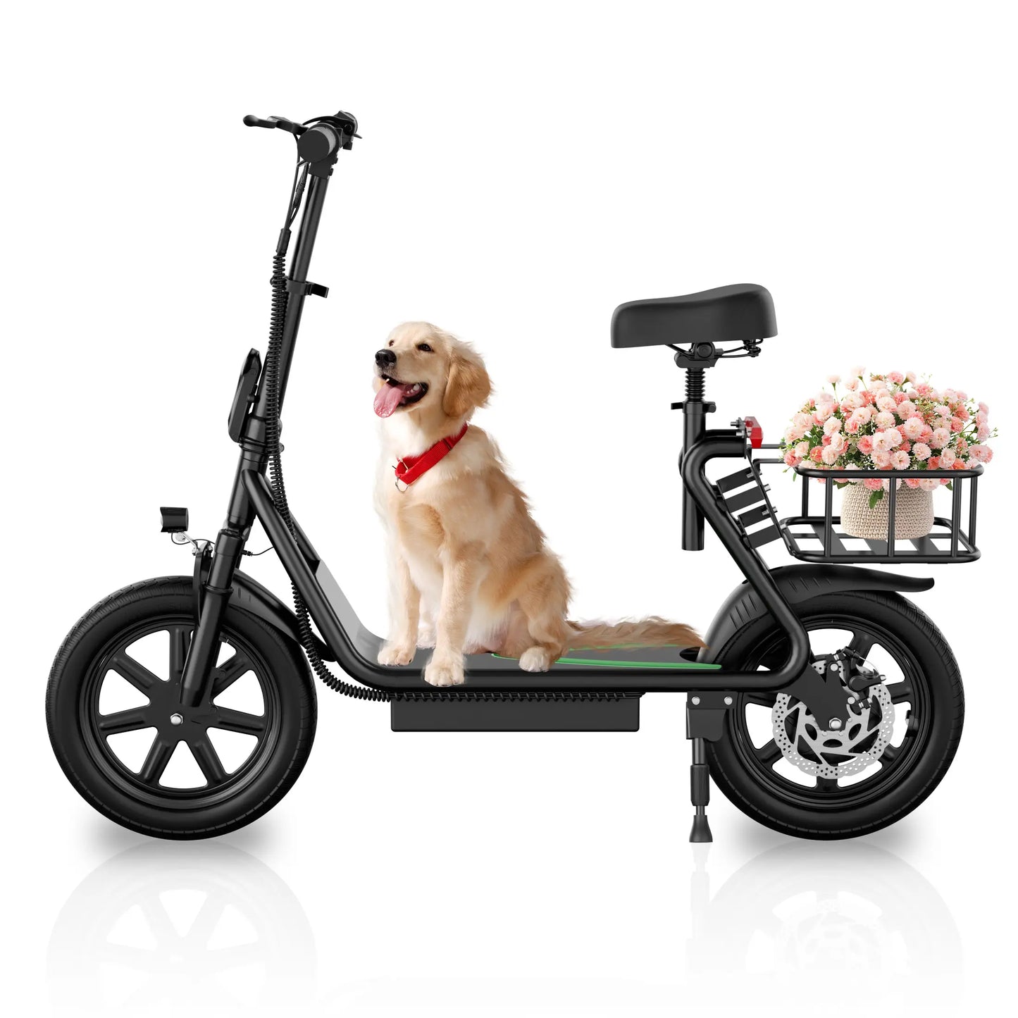 Summervibes AOPO Electric Scooter for Adults - 500W Peak Motor, 22MPH Top Speed, Pet-Friendly Design with Removable Basket, IPX4 Waterproof, Foldable, Portable Road Tire Scooter - Ideal Gift for Family & Friends