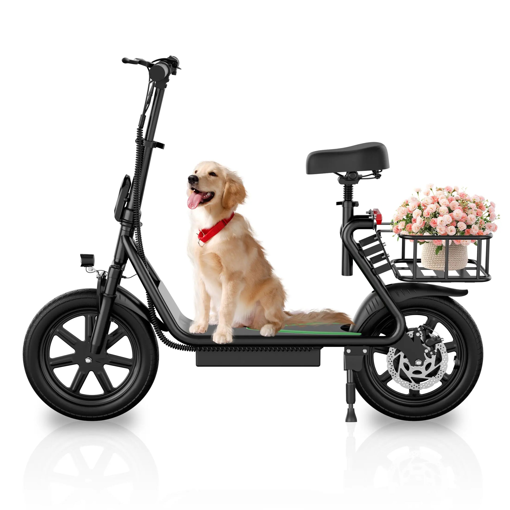 Summervibes AOPO Electric Scooter for Adults - 500W Peak Motor, 22MPH Top Speed, Pet-Friendly Design with Removable Basket, IPX4 Waterproof, Foldable, Portable Road Tire Scooter - Ideal Gift for Family & Friends