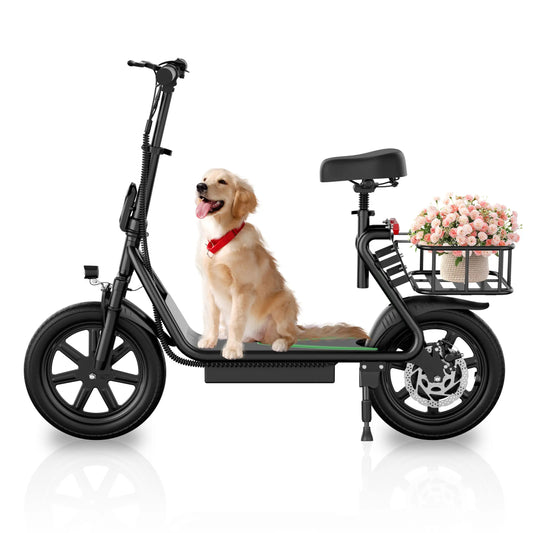 Summervibes AOPO Electric Scooter for Adults - 500W Peak Motor, 22MPH Top Speed, Pet-Friendly Design with Removable Basket, IPX4 Waterproof, Foldable, Portable Road Tire Scooter - Ideal Gift for Family & Friends
